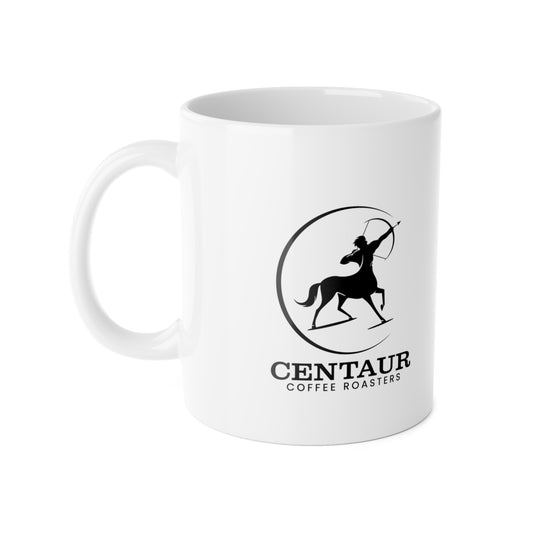 Centaur Coffee Roasters Ceramic Mug — 11oz White Coffee Cup with Archer Centaur Logo